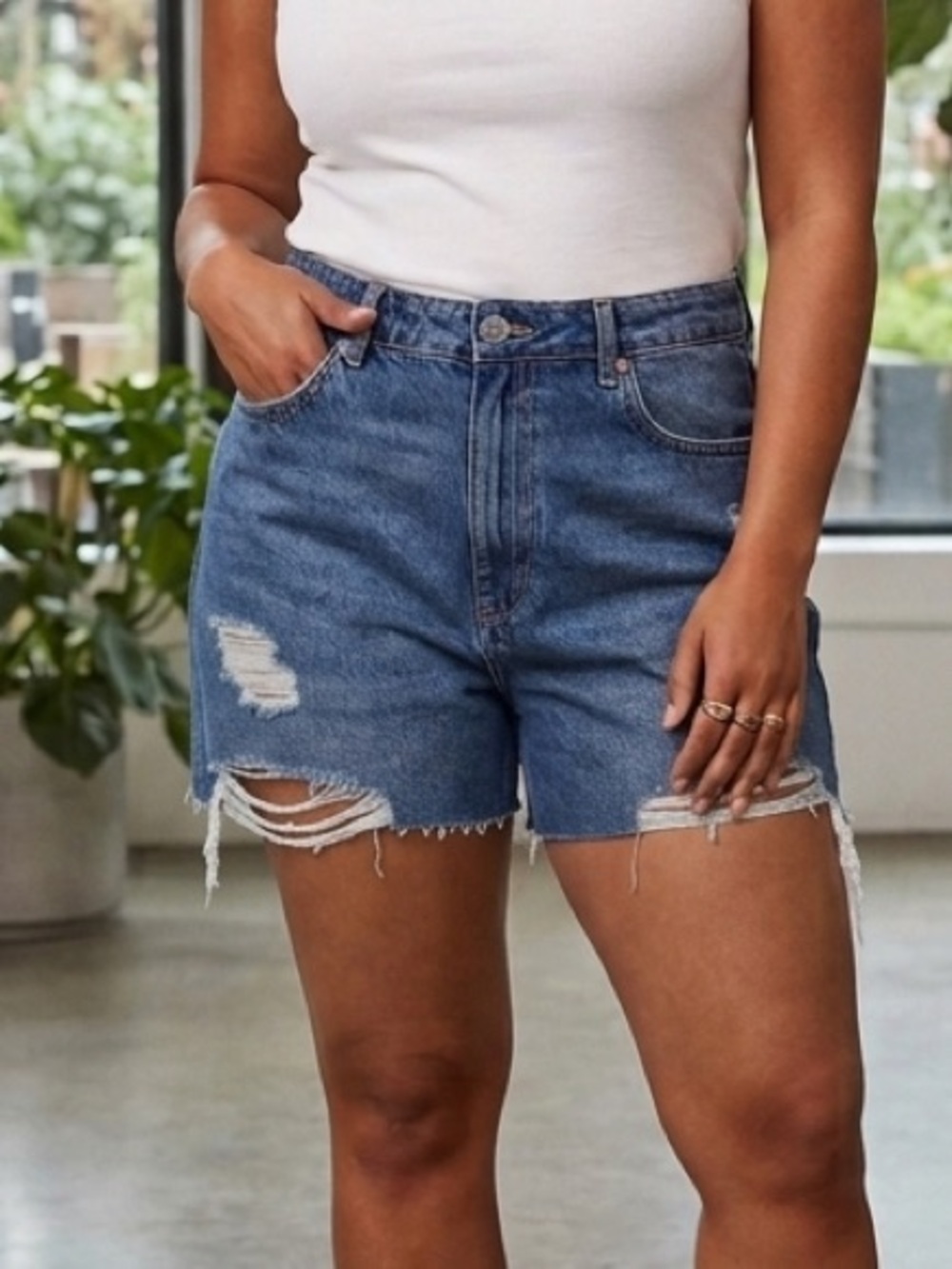 High Waisted Bermuda Jean Shorts